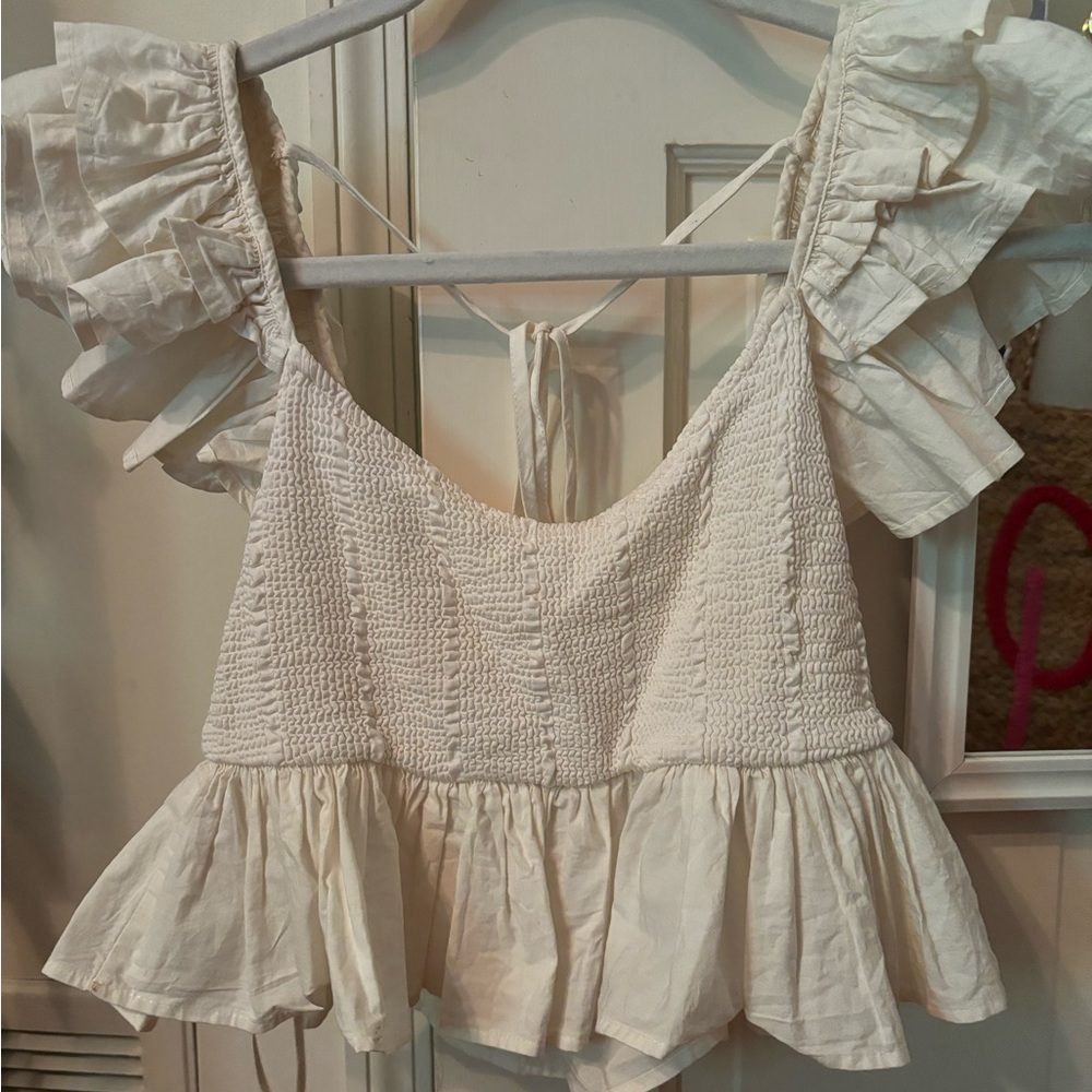 Zara flutter sleeve tank top cropped